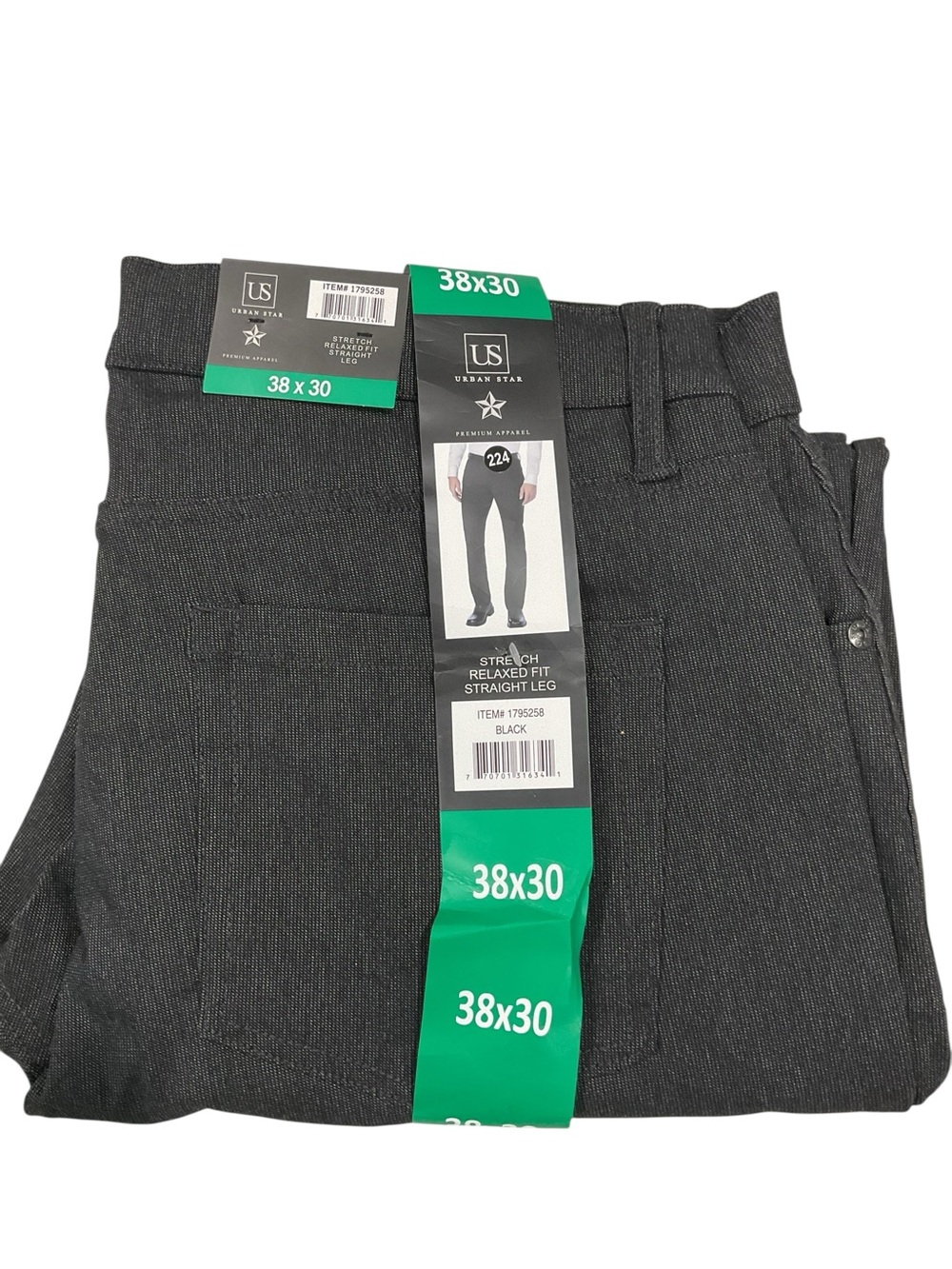 Men's Black Relaxed Straight-Leg Jeans - 38x30